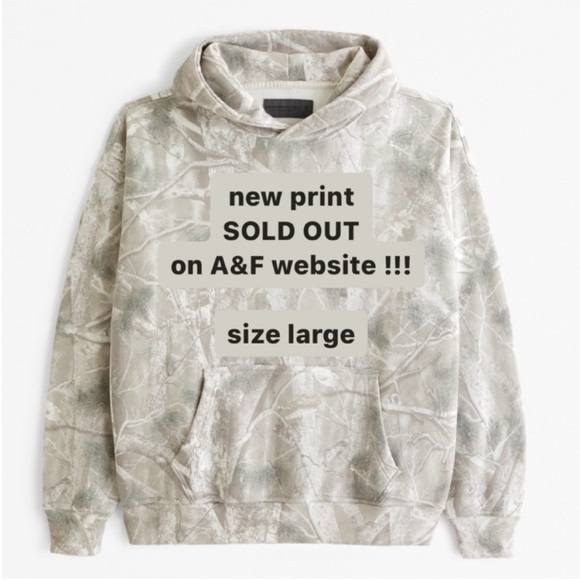 Abercrombie & Fitch Other - NWT Abercrombie & Fitch Essential Popover Hoodie Sold Out Light Gray Camo Large